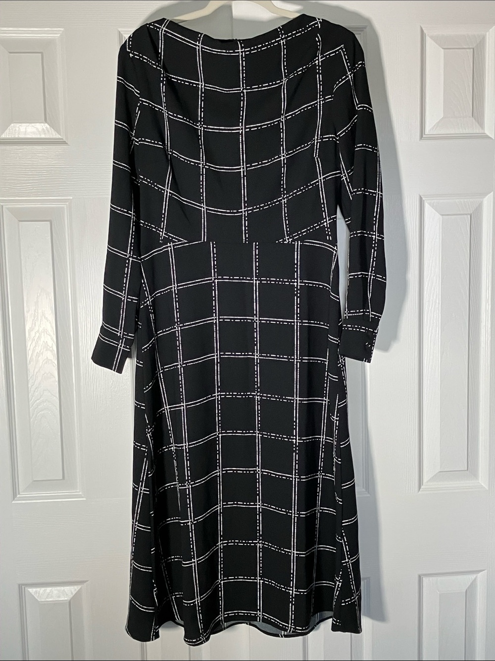 H&M Black and White Windowpane Midi Dress